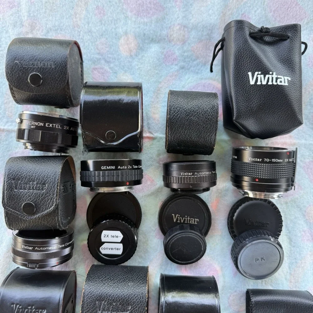 100+ Piece Lot of Camera Lenses,Filters,Extensions, Accessories & Flash-Untested